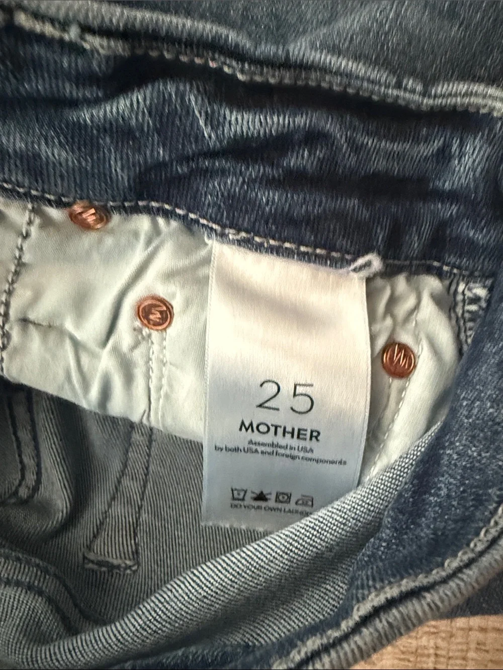 MOTHER The High Waisted Looker Skinny Jeans Blue Wash Size 25 - Picture 7 of 11